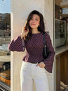Burgundy Dot Peplum