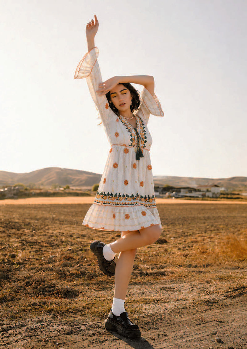 Boho Bloom Mini Dress