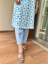 Geometric Blue Side Placket Boxy Co-Ord Set