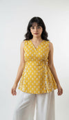 Mustard Bloom Wrap Top