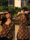 Mocha Bloom Tie-Side Kurti
