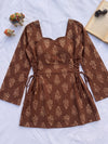 Mocha Bloom Tie-Side Kurti