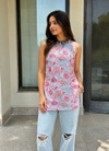 Floral Pink Halter Short Kurti