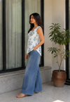Sky Blue Halter Short Kurti