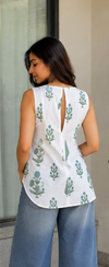 Sky Blue Halter Short Kurti