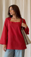 Vestraa - Red Square Neck Kurti