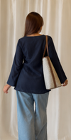 Vestraa - Navy Blue Square Neck Kurti