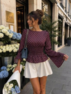 Burgundy Dot Peplum