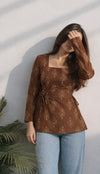 Mocha Bloom Tie-Side Kurti