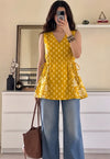 Mustard Bloom Wrap Top